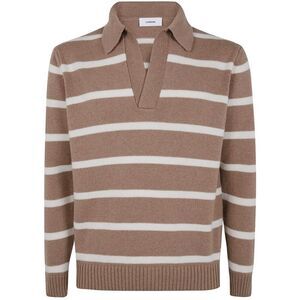 LARDINI Striped Knit Polo Shirt Men BROWN T-Shirts